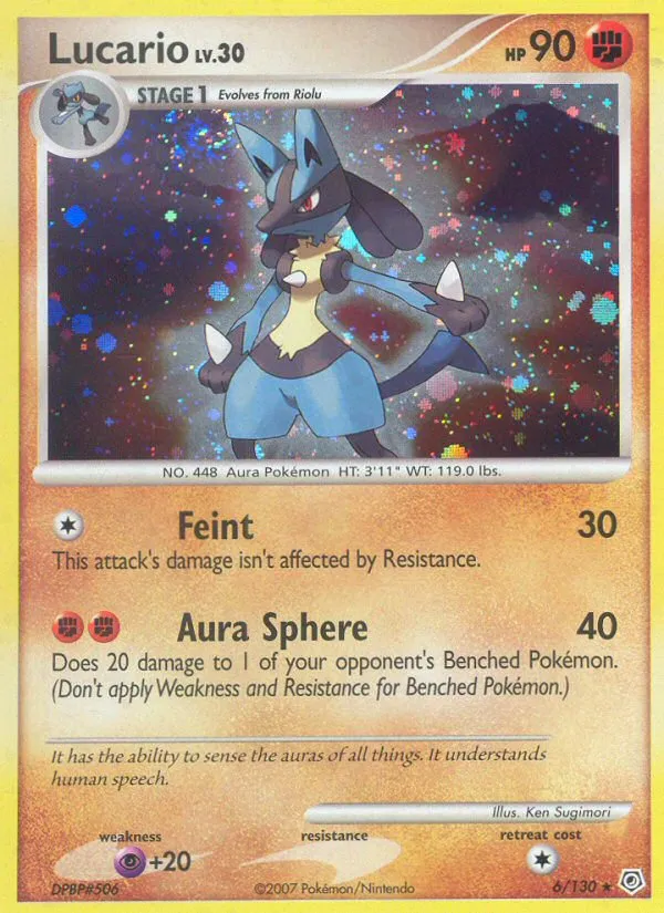 Lucario #6, Diamond & Pearl Reverse Foil