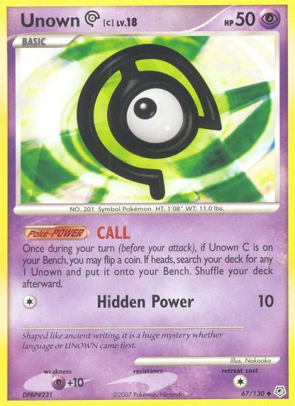 Unown [C] #67, Diamond & Pearl Reverse Foil