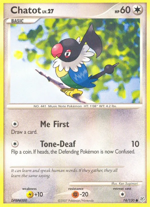 Chatot #74, Diamond & Pearl Reverse Foil