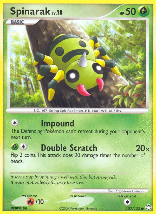 Spinarak #103, Mysterious Treasures Reverse Foil