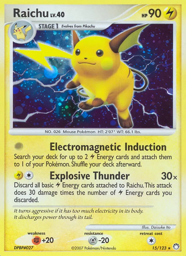 Raichu #15, Mysterious Treasures Incomplete Holo Error
