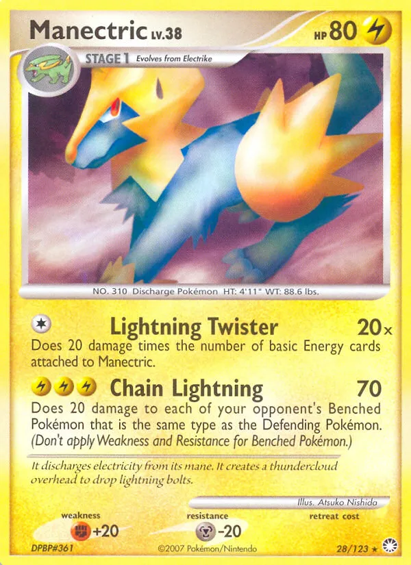 Manectric #28, Mysterious Treasures Reverse Foil