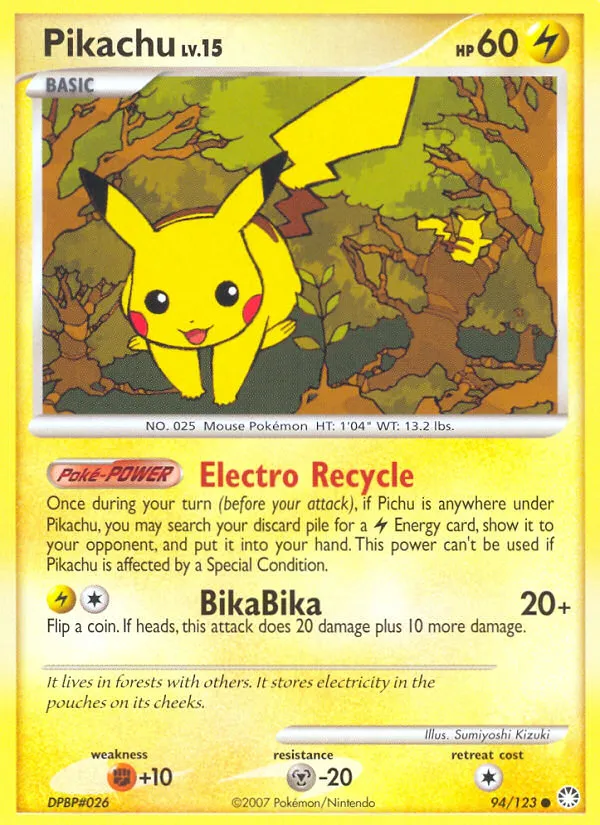 Pikachu #94, Mysterious Treasures Burger King Collection 2008