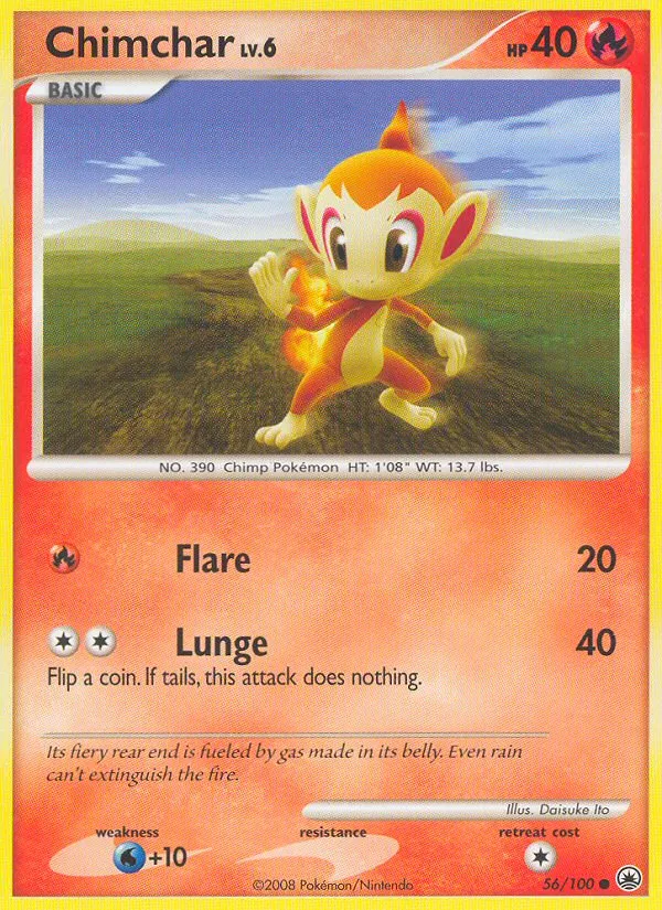 Chimchar #56, Majestic Dawn Burger King Collection 2009
