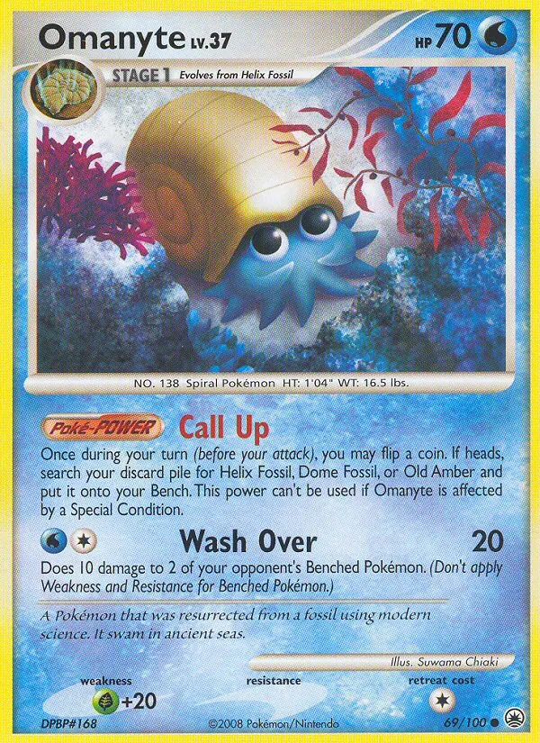 Omanyte #69, Majestic Dawn Reverse Foil