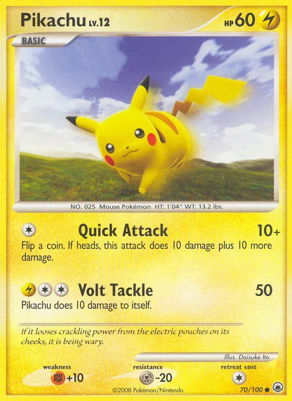 Pikachu #70, Majestic Dawn Burger King Collection 2009