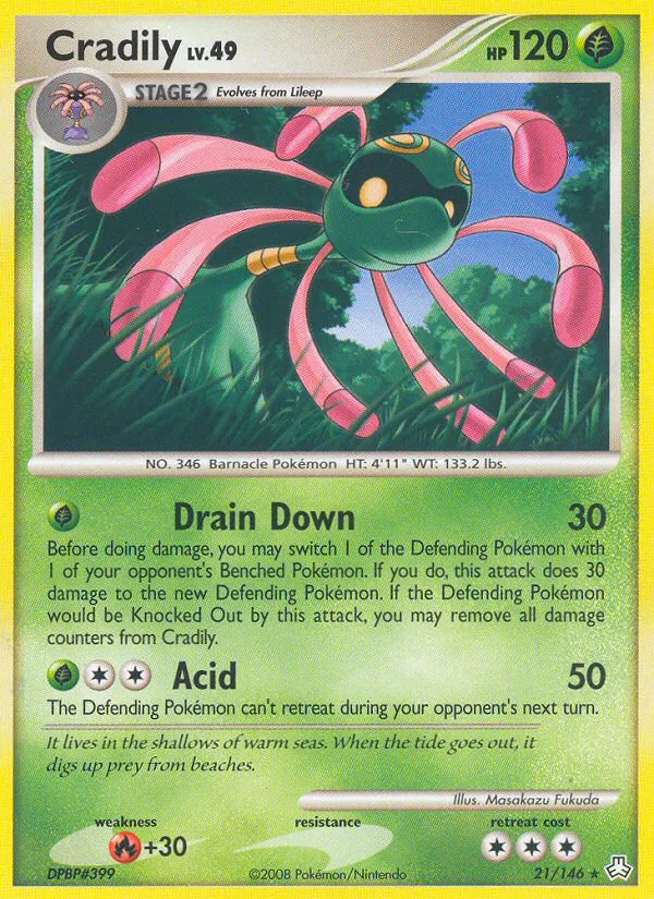Cradily #21, Legends Awakened Reverse Foil