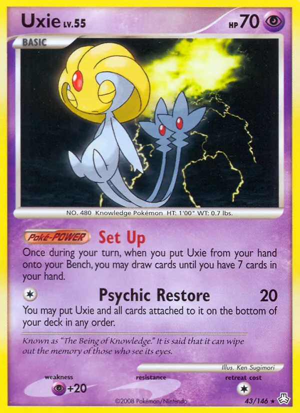 Uxie #43, Legends Awakened Crosshatch-2009 Pokemon League