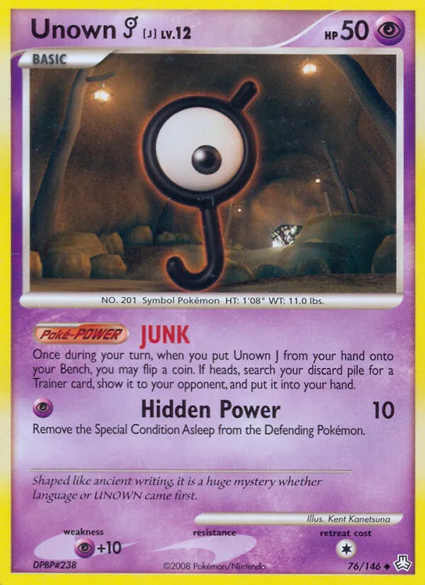 Unown [J] #76, Legends Awakened Reverse Foil