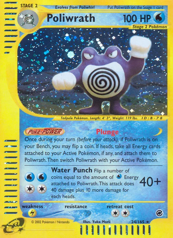 Poliwrath #24, Expedition Base Set Reverse Foil