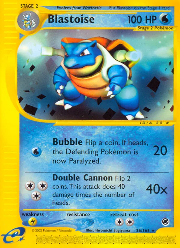 Blastoise #36, Expedition Base Set Reverse Foil