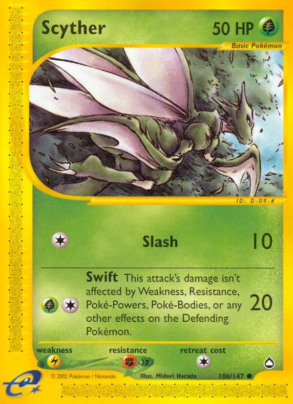 Scyther #106, Aquapolis Reverse Foil