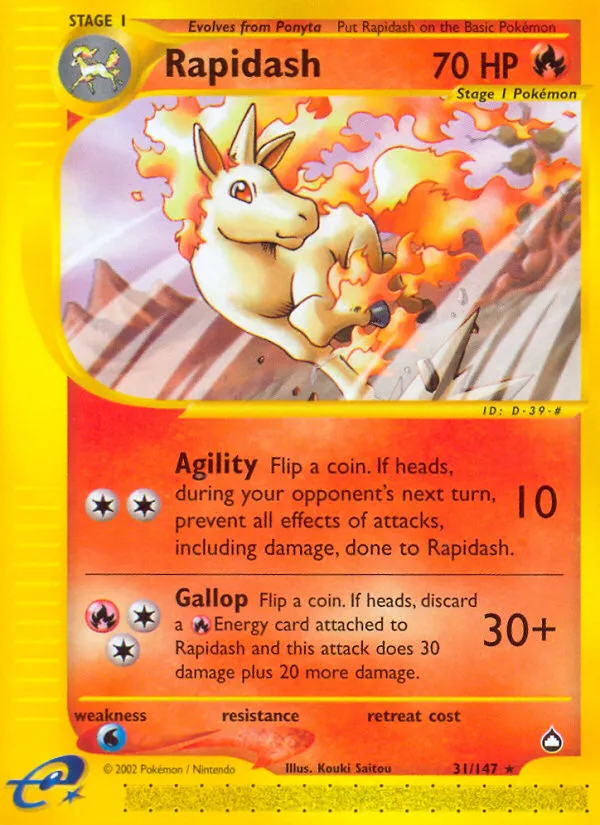 Rapidash #31, Aquapolis Reverse Foil