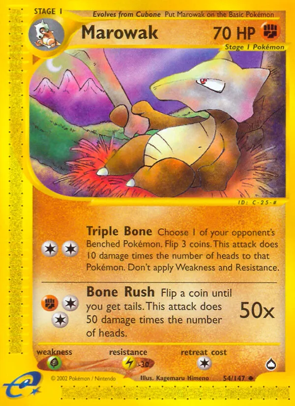 Marowak #54, Aquapolis Reverse Foil