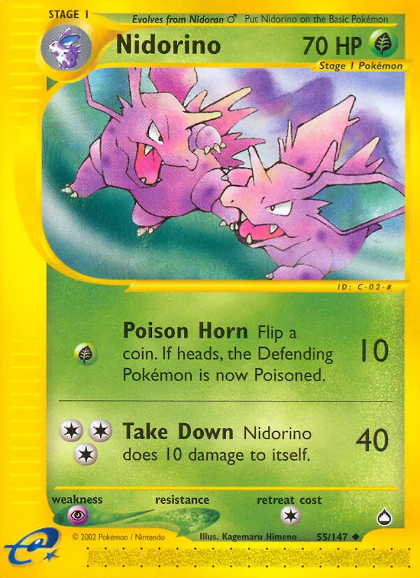 Nidorino #55, Aquapolis Reverse Foil