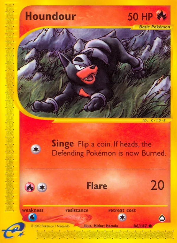 Houndour #86, Aquapolis Reverse Foil