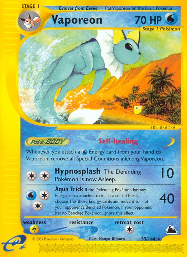 Vaporeon #33, Skyridge Reverse Foil