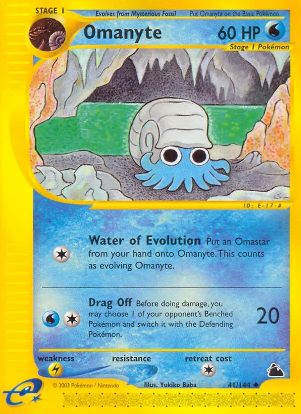 Omanyte #41, Skyridge Reverse Foil