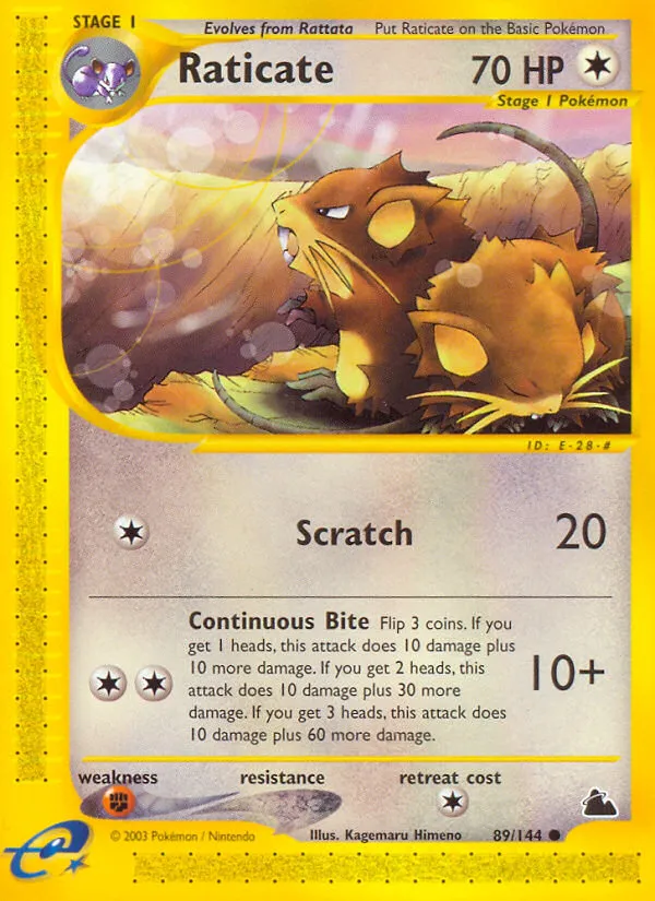 Raticate #89, Skyridge Reverse Foil