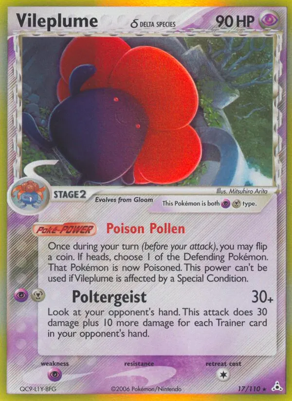 Vileplume δ #17, Holon Phantoms Reverse Foil
