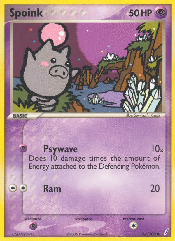 Spoink #62, Crystal Guardians Reverse Foil