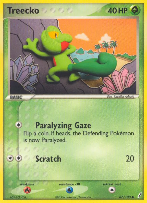 Treecko #67, Crystal Guardians Reverse Foil