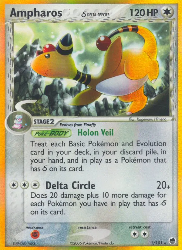 Ampharos δ #1, Dragon Frontiers Reverse Foil