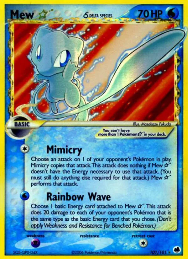 Mew ★ δ #101, Dragon Frontiers Gold Star