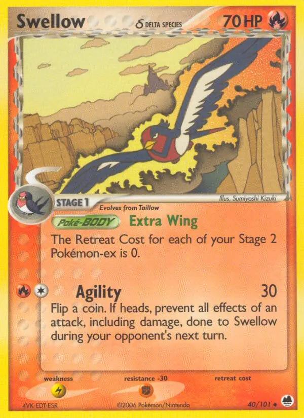 Swellow δ #40, Dragon Frontiers Reverse Foil