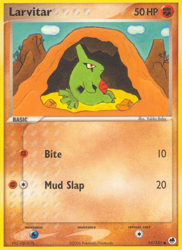 Larvitar #51, Dragon Frontiers Reverse Foil