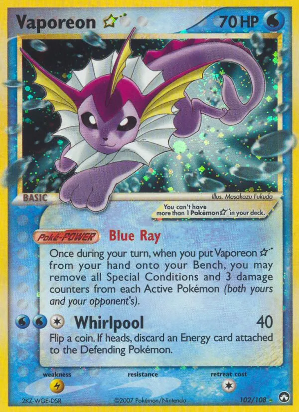 Vaporeon ★ #102, Power Keepers Gold Star