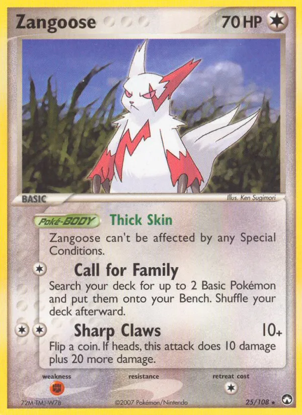 Zangoose #25, Power Keepers Reverse Foil