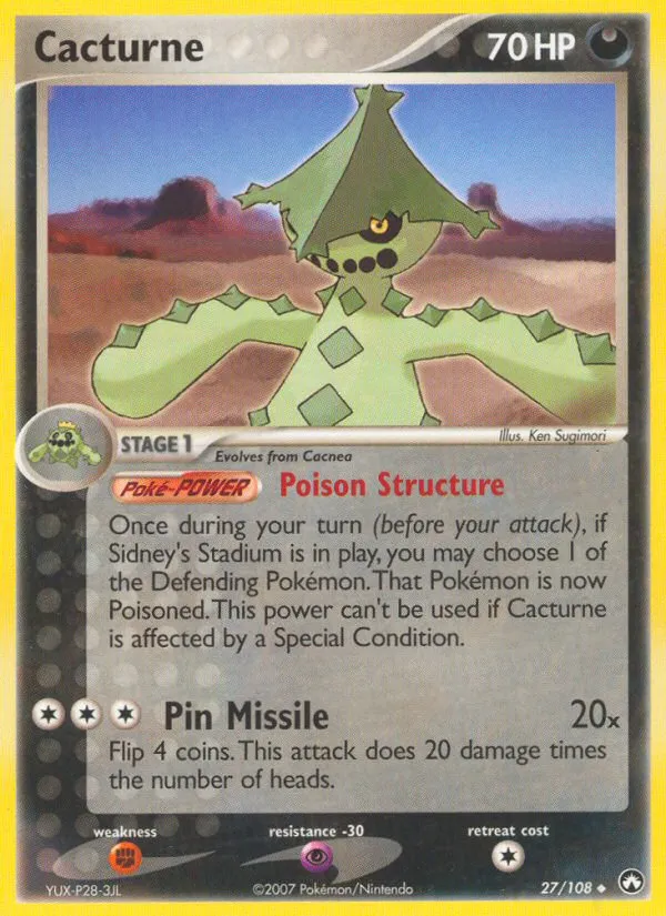 Cacturne #27, Power Keepers Reverse Foil