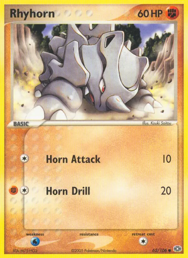 Rhyhorn #62, Emerald Reverse Foil