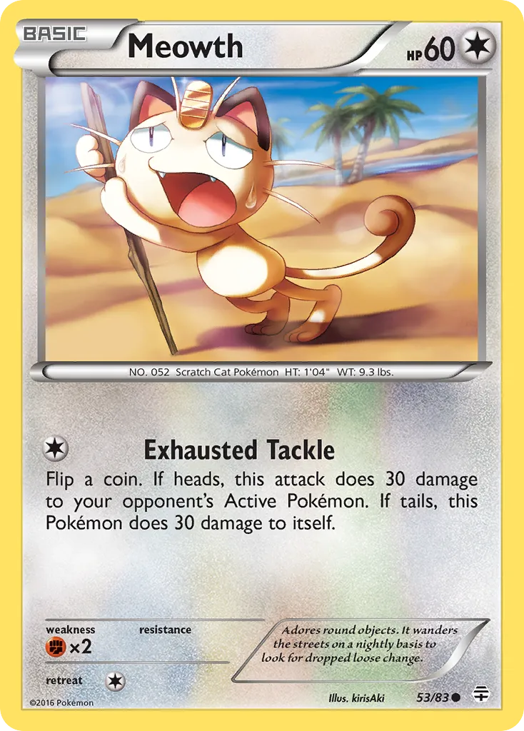 Meowth #53, Generations Reverse Foil