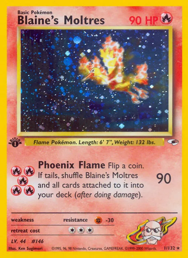 Blaine's Moltres #1, Gym Heroes Holo-1st Edition