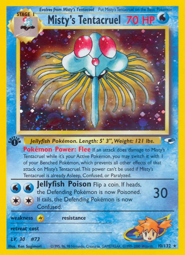 Misty's Tentacruel #10, Gym Heroes Holo-1st Edition