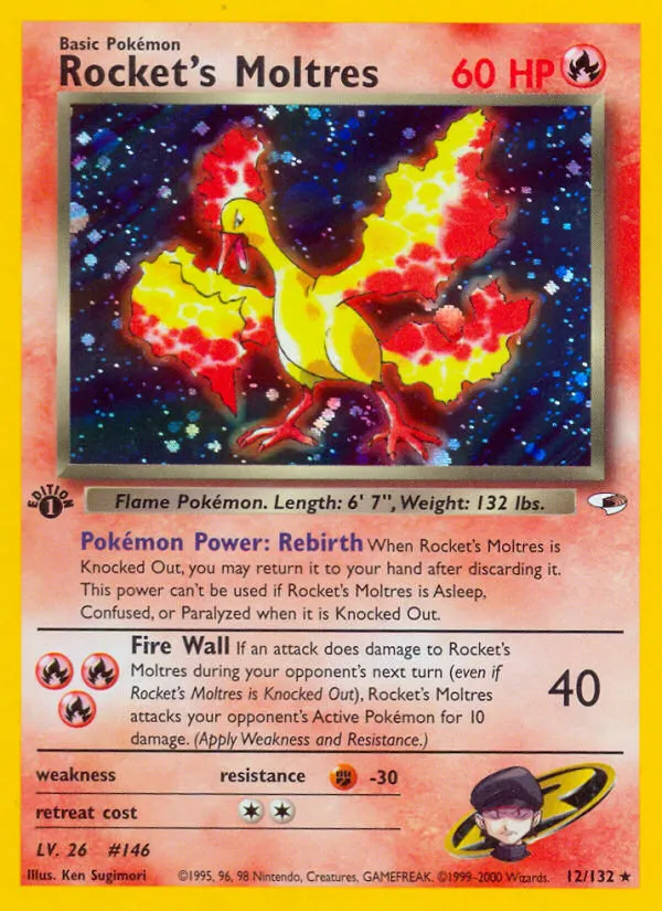 Rocket's Moltres #12, Gym Heroes Holo