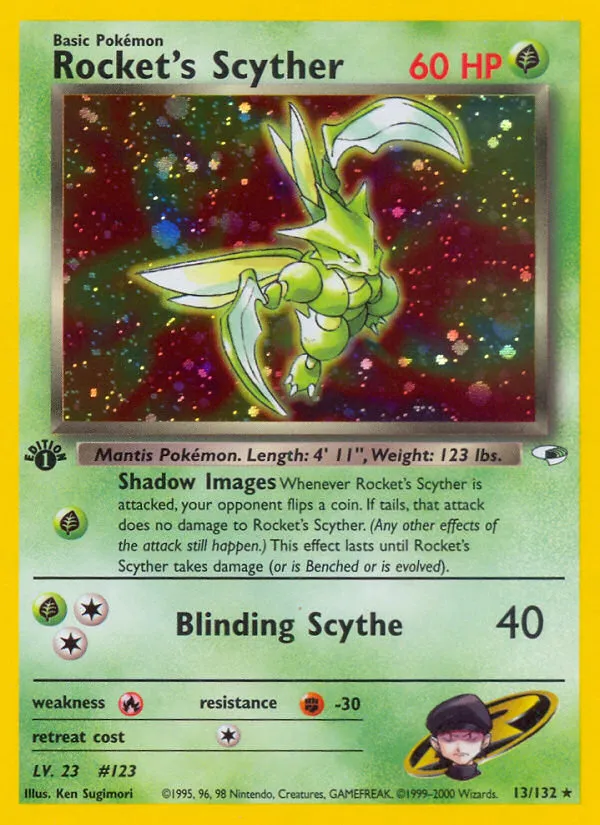 Rocket's Scyther #13, Gym Heroes Holo-1st Edition