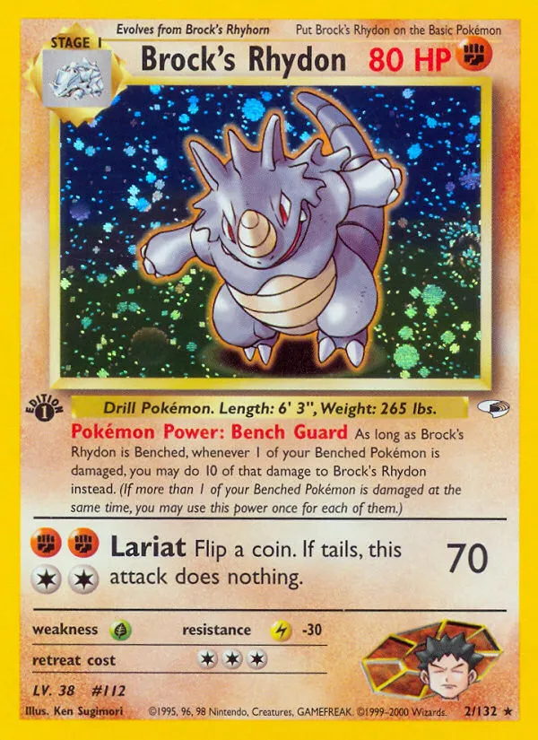 Brock's Rhydon #2, Gym Heroes Holo-1st Edition