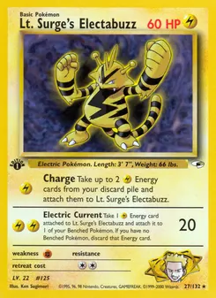 Lt. Surge's Electabuzz #27, 1st Edition