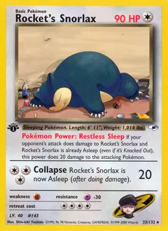 Rocket's Snorlax #33, 1st Edition