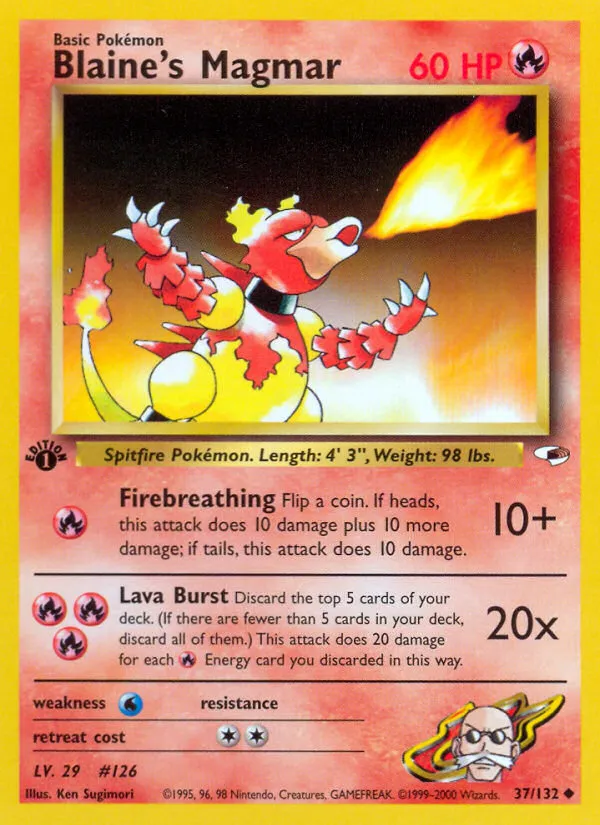 Blaine's Magmar #37, Gym Heroes 1st Edition
