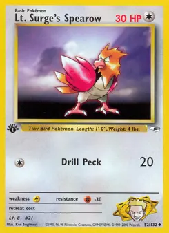 Lt. Surge's Spearow #52, 1st Edition