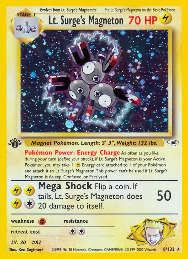 Lt. Surge's Magneton #8, Gym Heroes Holo