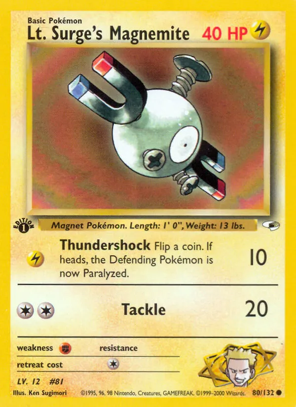 Lt. Surge's Magnemite #80, Gym Heroes 1st Edition