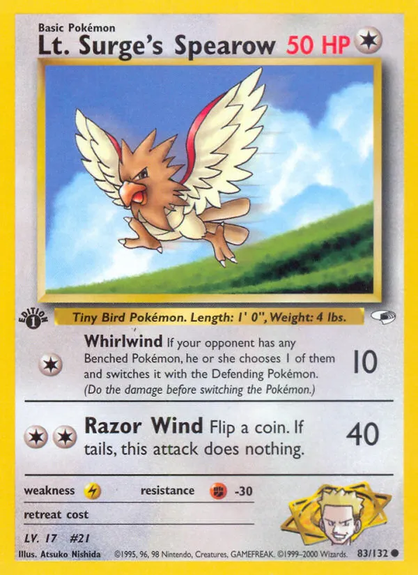 Lt. Surge's Spearow #83, Gym Heroes