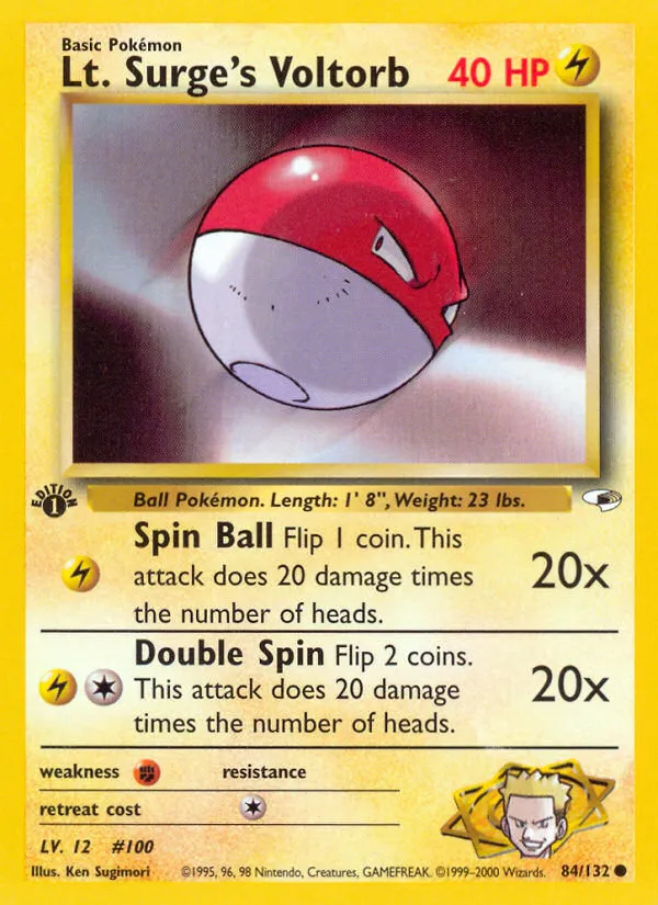 Lt. Surge's Voltorb #84, Gym Heroes 1st Edition