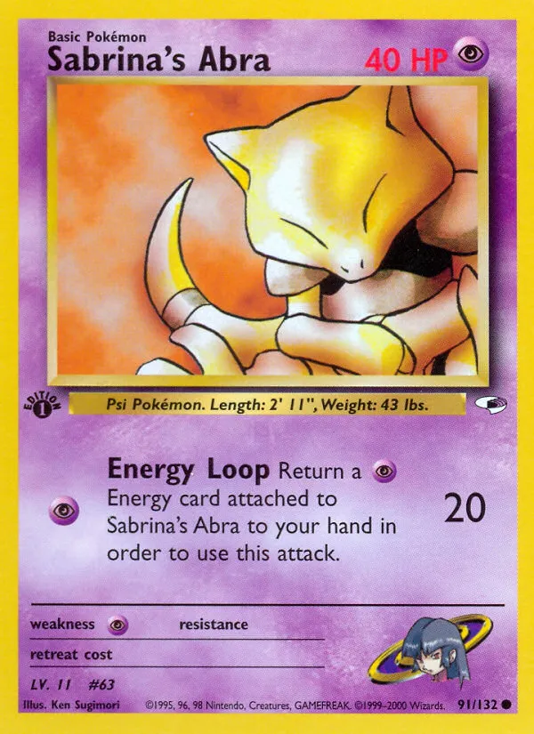 Sabrina's Abra #91, Gym Heroes 1st Edition