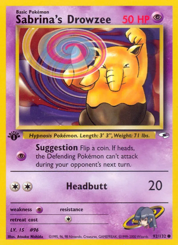 Sabrina's Drowzee #92, Gym Heroes 1st Edition